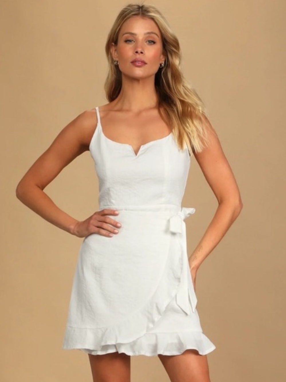 Lulus White Ruffle Mini Dress NWT Bridal Shower Bachelorette XS / XL